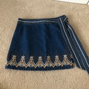 SOLD NWOT Free people denim skirt with embroidery